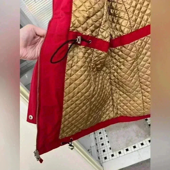 Lands End red puffer winter jacket with pockets & adjustable waist line size S - Picture 10 of 14